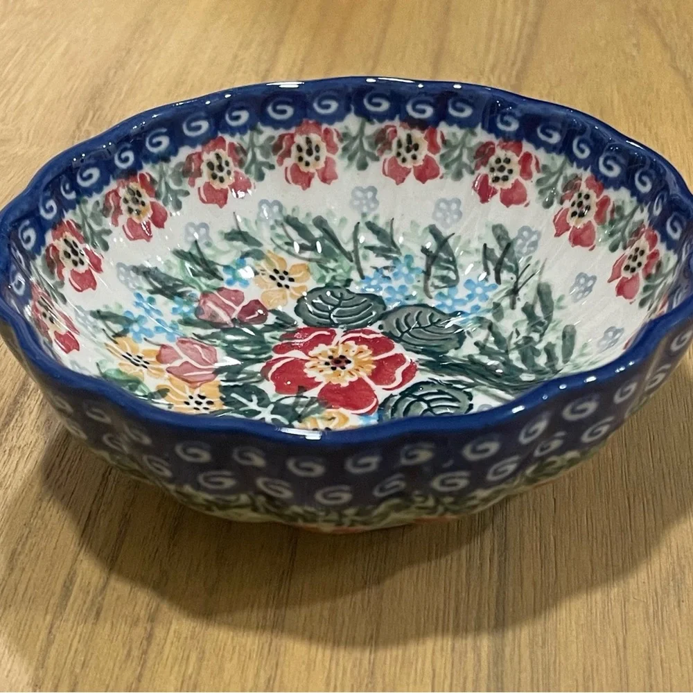 Polish  Pottery  Bowl UNIKAT-MACZKA HAND MADE IN POLANO E.W-90 Polish  Pottery